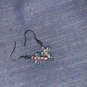 bling cross earrings